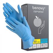 Перчатки нитриловые Benovy / S голубые